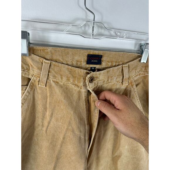 Y2K Tommy Jeans Double Knee Jeans Tan Utility Size 36x32 Streetwear - Picture 10 of 12